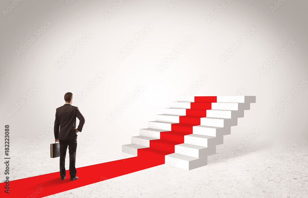 Steps to success concept with businessman Steps to success concept with businessman