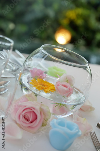 結婚式のテーブル装花