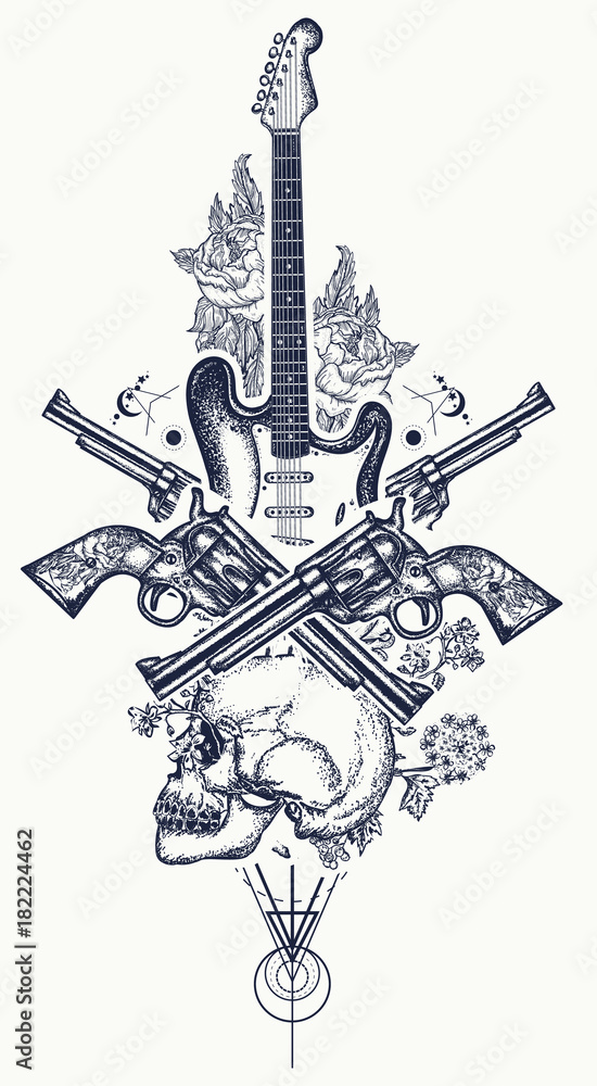 Guitar Tattoo Stock Photos, Images and Backgrounds for Free Download