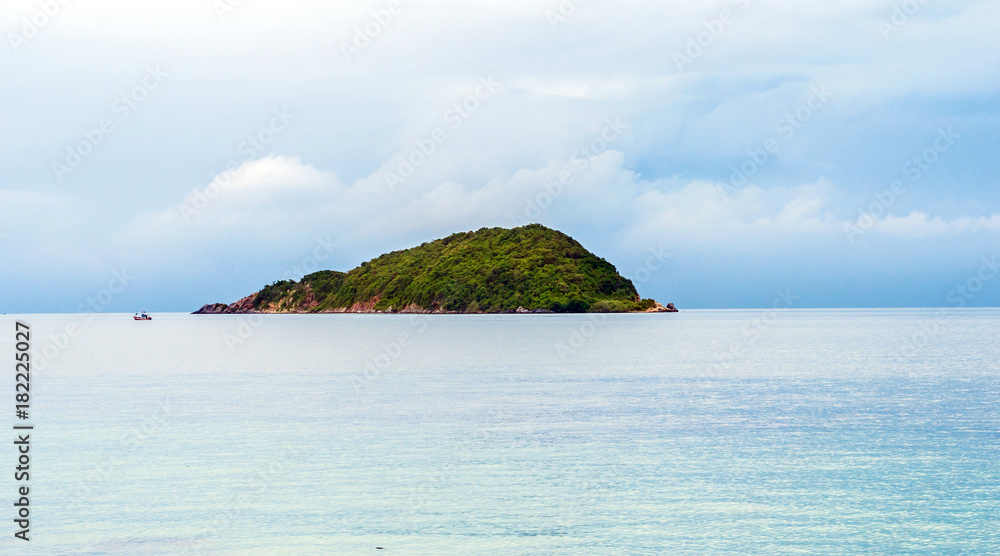 Naklejka premium One green island in ocean