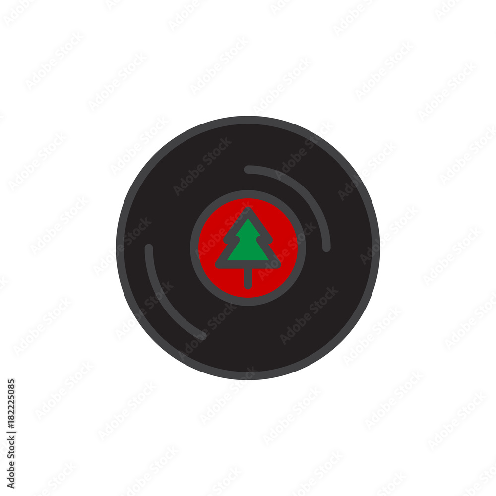 Vinyl record with Christmas music filled outline icon, line vector sign, linear colorful pictogram isolated on white. Symbol, logo illustration. Pixel perfect vector graphics Vinyl record with Christmas music filled outline icon, line vector sign, linear colorful pictogram isolated on white. Symbol, logo illustration. Pixel perfect vector graphics