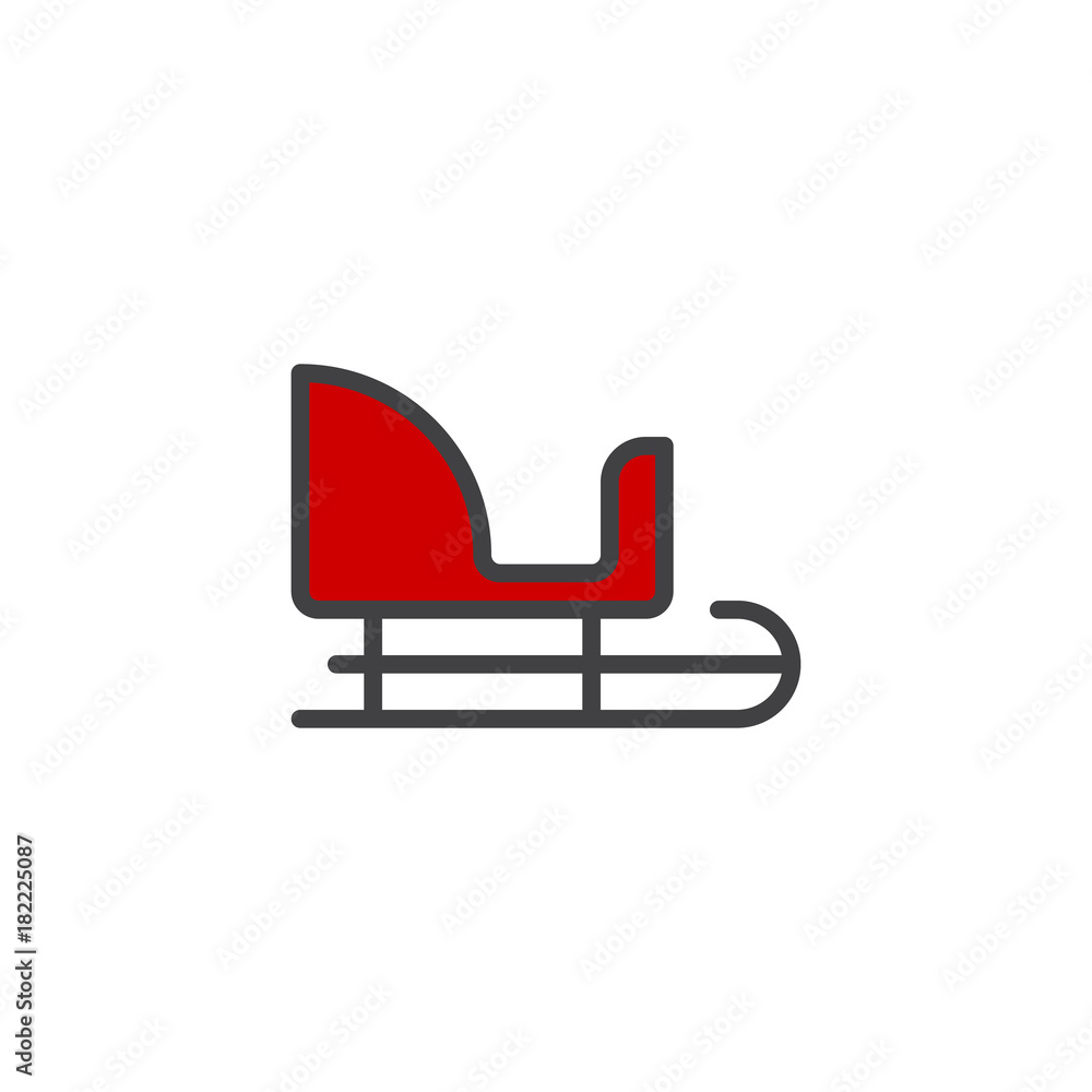 Santa Claus sleigh filled outline icon, line vector sign, linear colorful pictogram isolated on white. Winter sledge symbol, logo illustration. Pixel perfect vector graphics Santa Claus sleigh filled outline icon, line vector sign, linear colorful pictogram isolated on white. Winter sledge symbol, logo illustration. Pixel perfect vector graphics