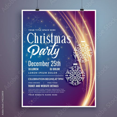 christmas party event invitation template design flyer