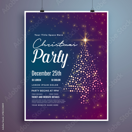 christmas invitation party card template design with creative tree design