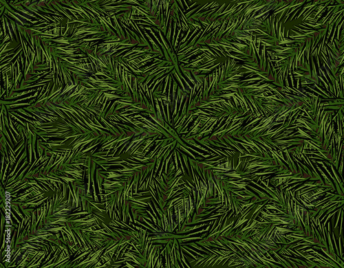 New Year Christmas. Green branch of the Christmas tree. Seamless pattern. Isolated Illustration