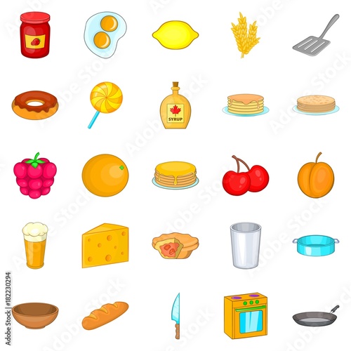 Bakery icons set, cartoon style