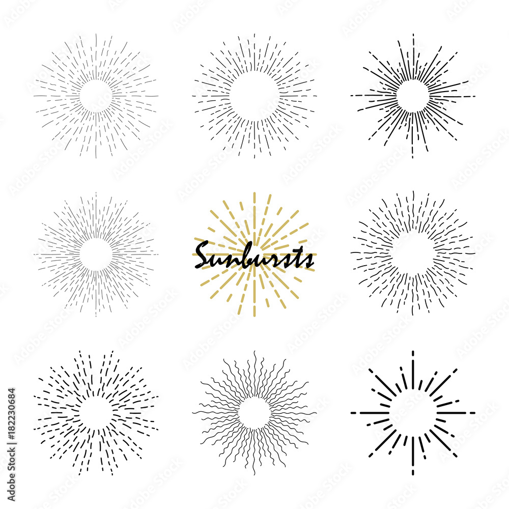 Obraz premium A set of elements of the sun's rays.