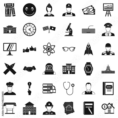 Atom icons set, simple style