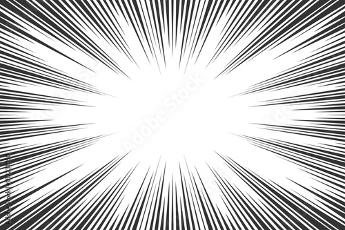 Black and white radial lines comics style backround. Manga action, speed abstract. Vector illustration