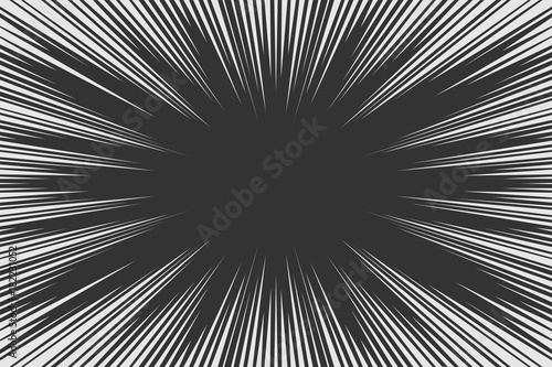 Fototapeta Naklejka Na Ścianę i Meble -  Black and white radial lines comics style backround. Manga action, speed abstract. Vector illustration