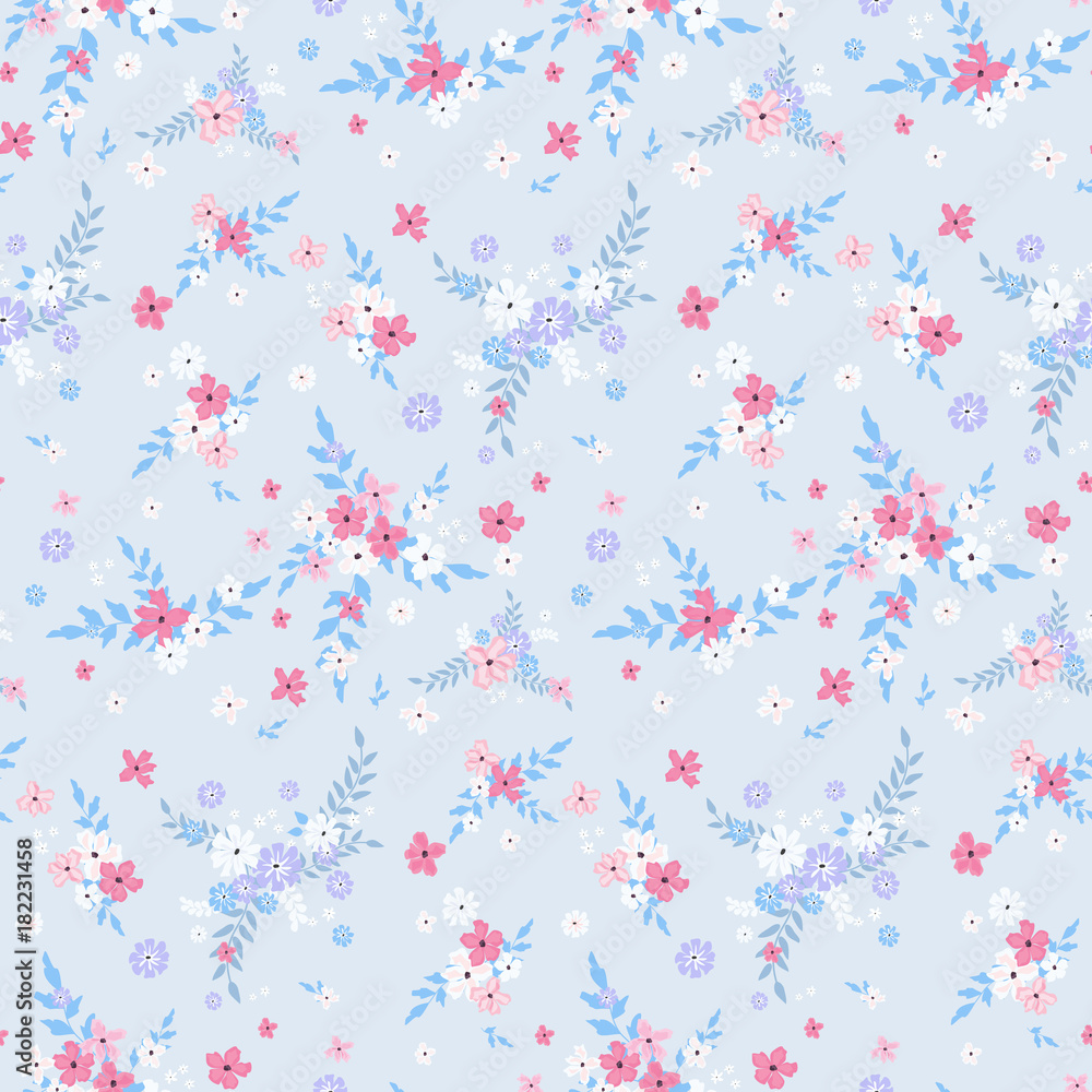 Seamless floral pattern. Background in small flowers for textiles, fabrics, cotton fabric, covers, wallpaper, print, gift wrapping, postcard, scrapbooking. Seamless floral pattern. Background in small flowers for textiles, fabrics, cotton fabric, covers, wallpaper, print, gift wrapping, postcard, scrapbooking.