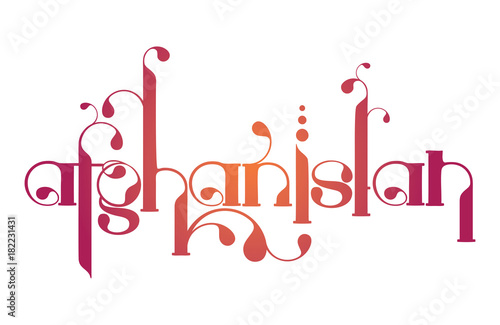 Ornate handlettering illustration for Afghanistan word