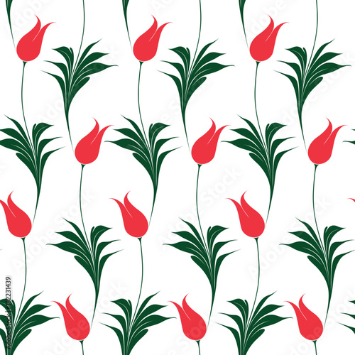 Elegant Iznik style tulips seamless pattern