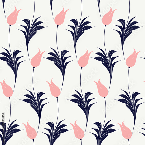 Elegant Iznik style tulips seamless pattern