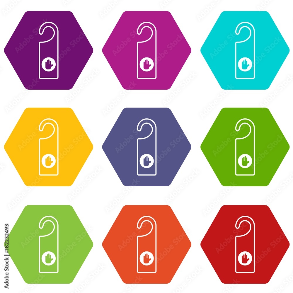 Do not disturb sign icon set color hexahedron Do not disturb sign icon set color hexahedron
