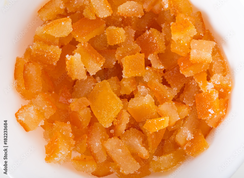 Cutted candied zest. Cutted candied zest.