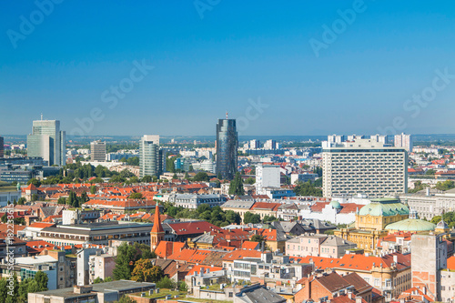      Zagreb down town skyline and modern business towers panoramic view  Croatia capital 