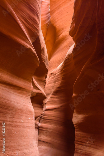Upper Antelope Canyon. Natural rock formation in beautiful colors. Beautiful wide angle view of amazing sandstone formations. Near Page at Lake Powell, Arizona, USA