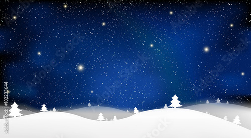 Merry Christmas and New Year of blue snow star light background on blue sky illustration