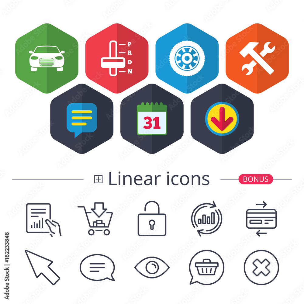 Transport icons. Tachometer and repair tool. Transport icons. Tachometer and repair tool.
