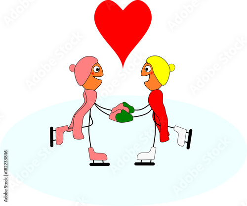 Paar beim Schlittschuhlaufen zum Valentinstag