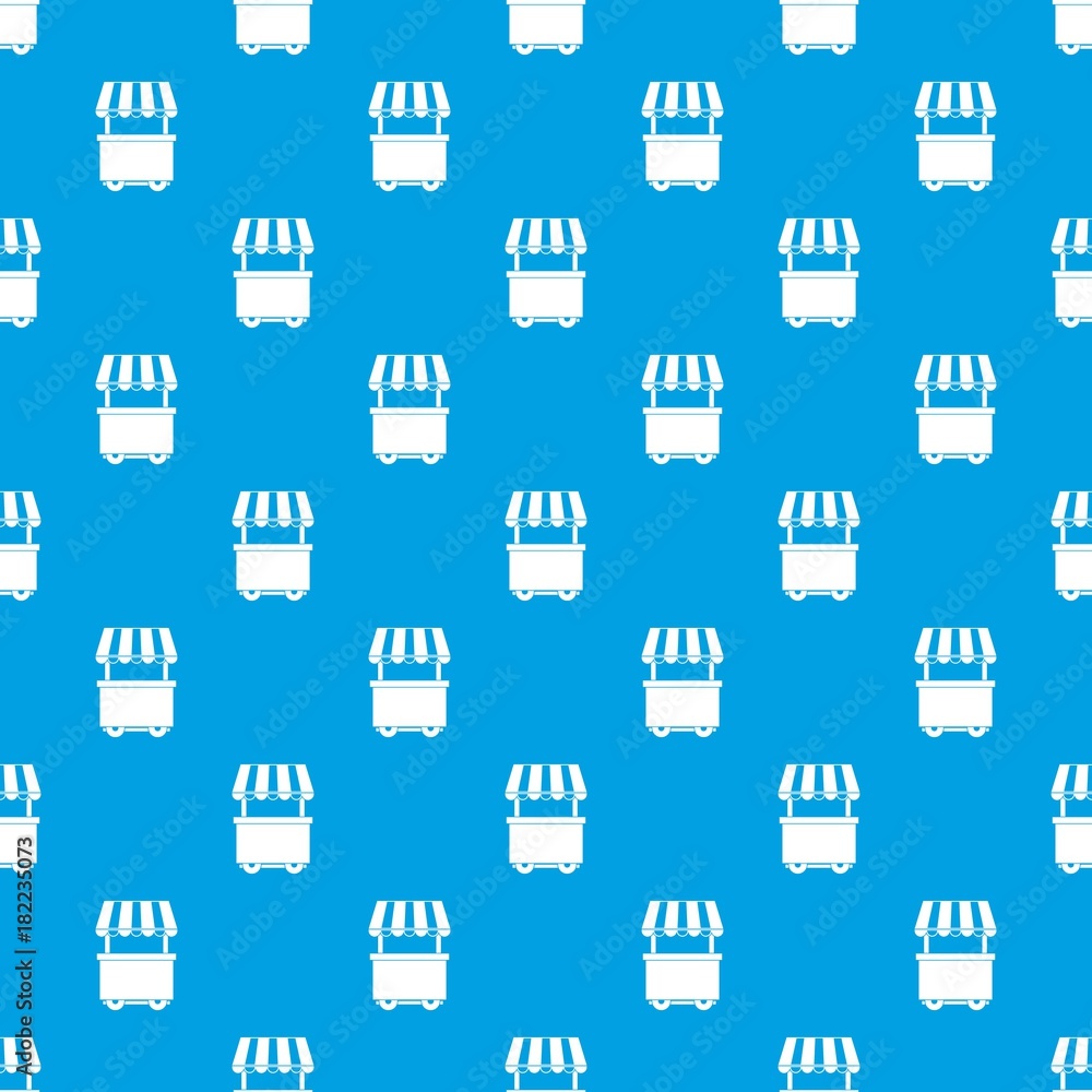 Food trolley with awning pattern seamless blue Food trolley with awning pattern seamless blue