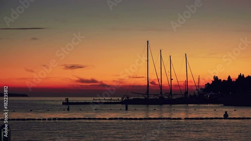 Wallpaper Mural Yachts in sea marine in summer sunset against orange sky Torontodigital.ca