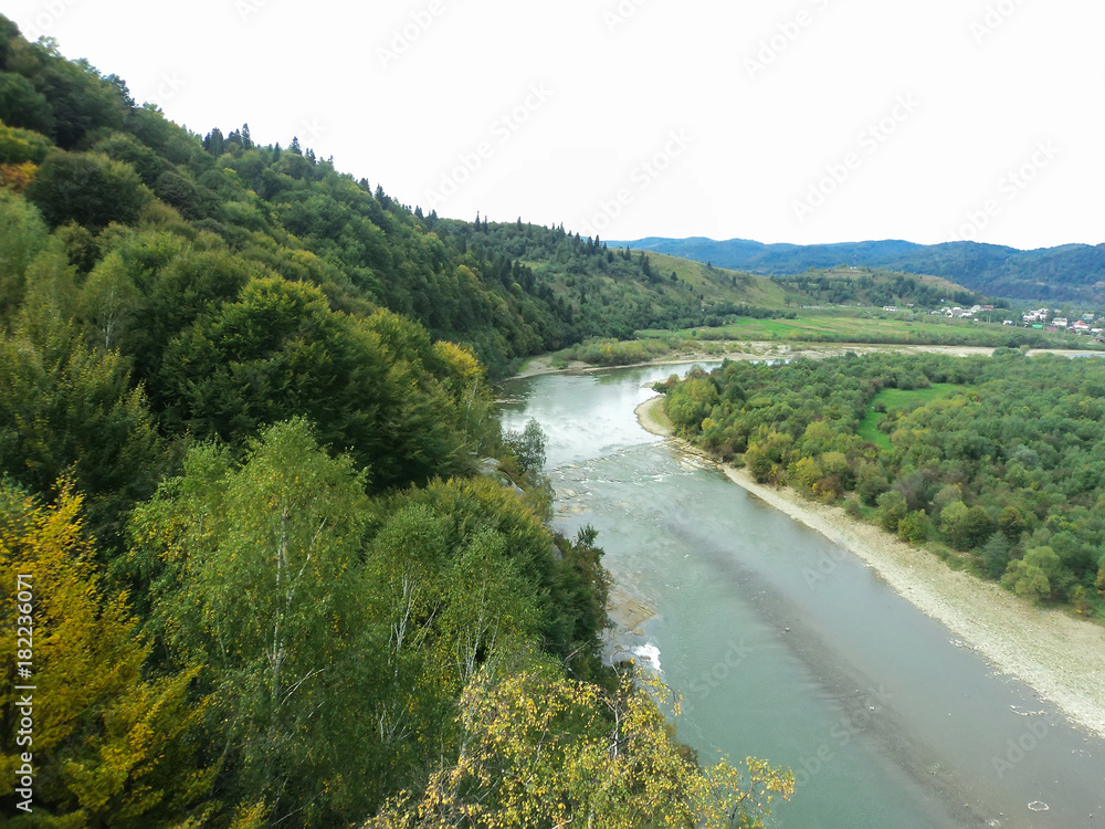 Landscape, Striy River in the Carpathian Mountains