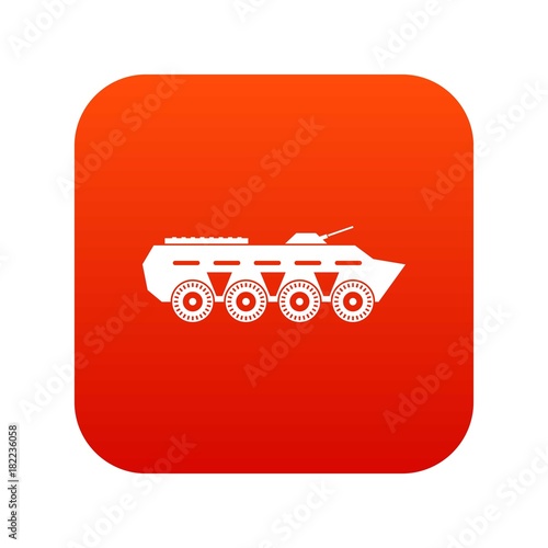 Army battle tank icon digital red