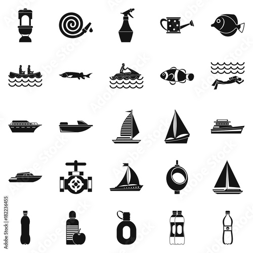 Backwash icons set, simple style