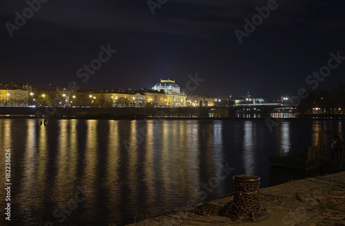 Night view at the National Theater in Prague