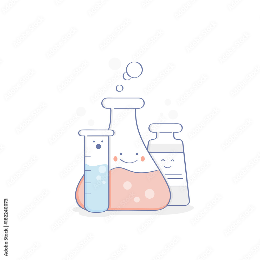 nephew begin demonstration Science, research, chemistry, analysis, laboratory and science equipment  concept. Different flasks, test-tubes for experiments. Flat cute outline  vector illustration icon concept. Stock Vector | Adobe Stock