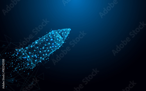 Abstract Bullet from lines and triangles, point connecting network on blue background. Illustration vector © pickup