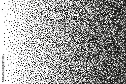 Abstract monochrome pattern. Random halftone. Pointillism style. Background with irregular, chaotic dots, points, circle.