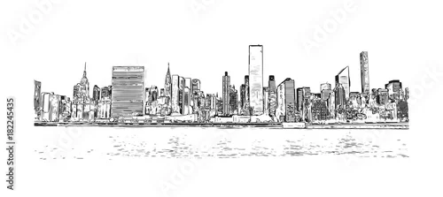 Obraz Ręcznie rysowane szkic panoramę Nowego Jorku w ilustracji wektorowych.