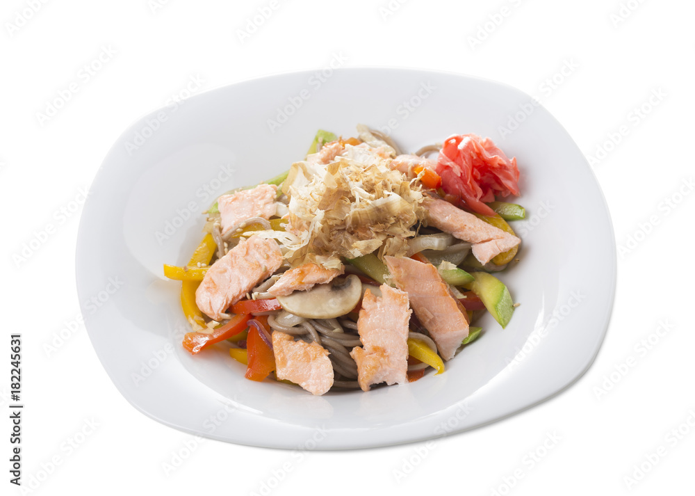 Delicious buckwheat noodles in asian style. Delicious buckwheat noodles in asian style.