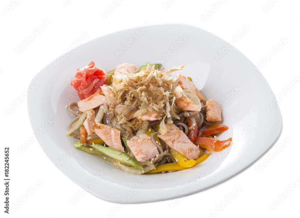 Delicious buckwheat noodles in asian style. Delicious buckwheat noodles in asian style.