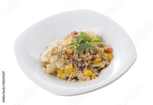 Rice with vegetables in japanese style.