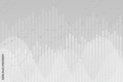 Financial data graph chart, vector illustration. Trend lines, columns, market economy information background. Chart analytics economic concept.