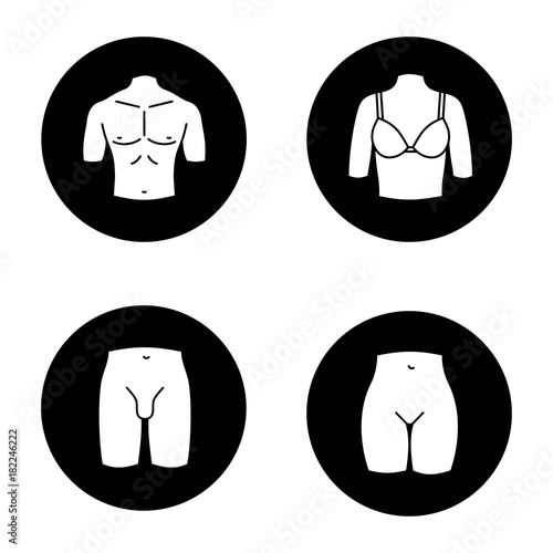 Human body parts glyph icons set