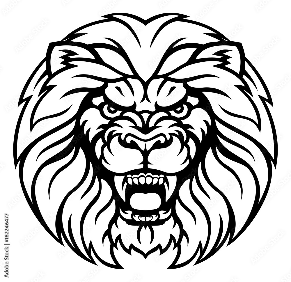 Lion Sports Mascot Angry Face