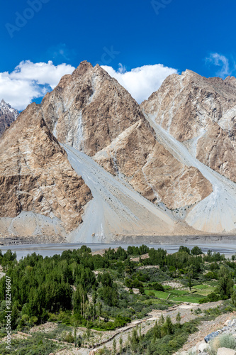 A view of Passu cathedral ridge, north of Gulmit Village in the Upper Hunza Valley north of the Attabad Lake, PAKISTAN.  photo