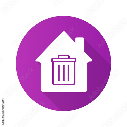 Garbage removal service flat design long shadow glyph icon