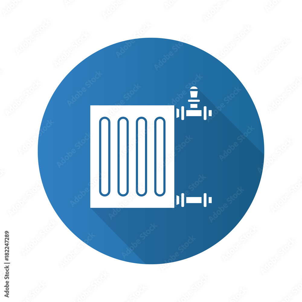 Radiator flat design long shadow glyph icon Radiator flat design long shadow glyph icon