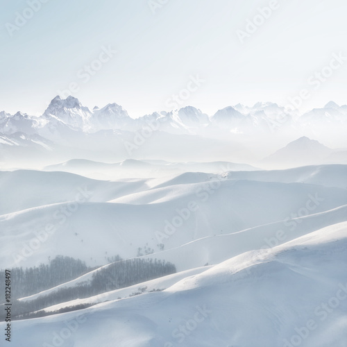 Mountain in the winter time during sunset. Natural landscape in the winter time © biletskiyevgeniy.com