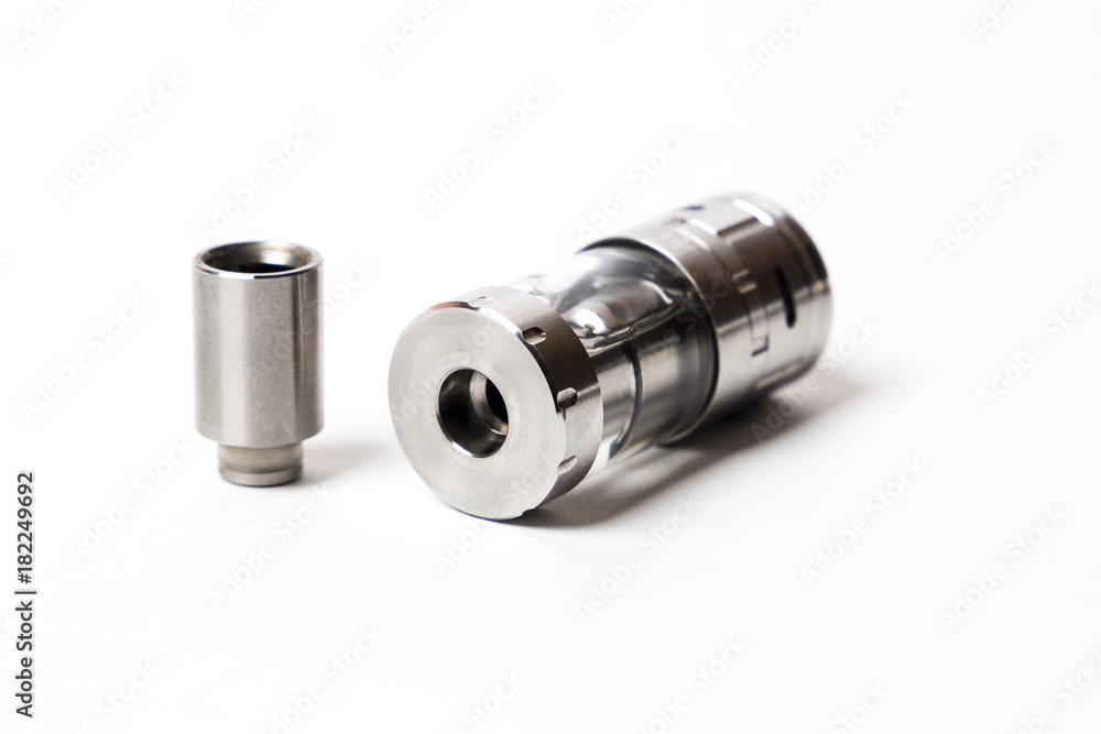 devices and accessories for vape and e-cigarette isolated on the white background devices and accessories for vape and e-cigarette isolated on the white background
