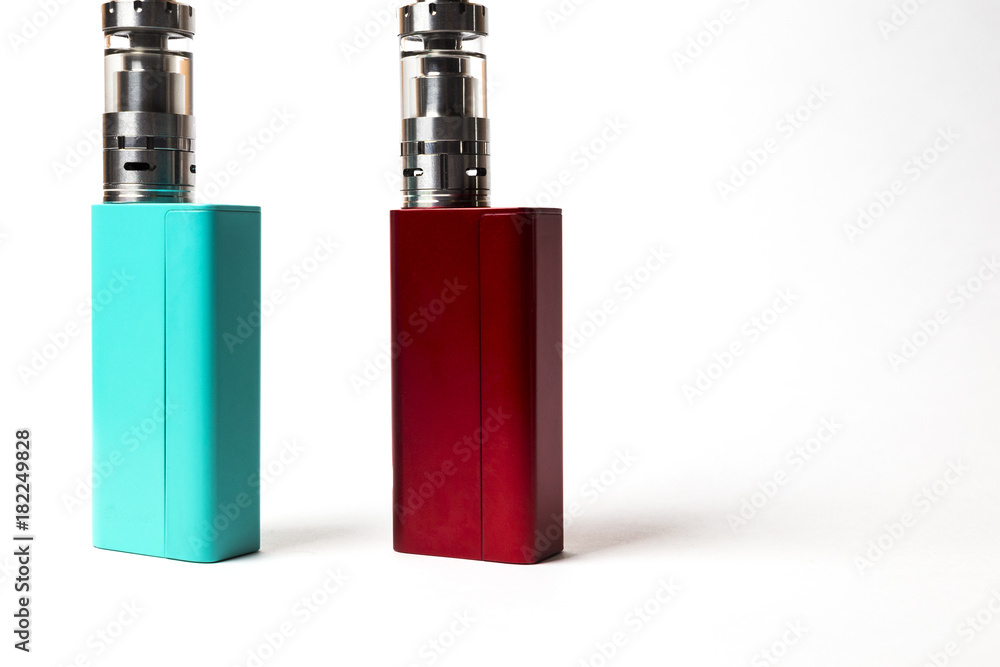 two e-cigarette (electronic cigarette, vape) isolated on the white background two e-cigarette (electronic cigarette, vape) isolated on the white background