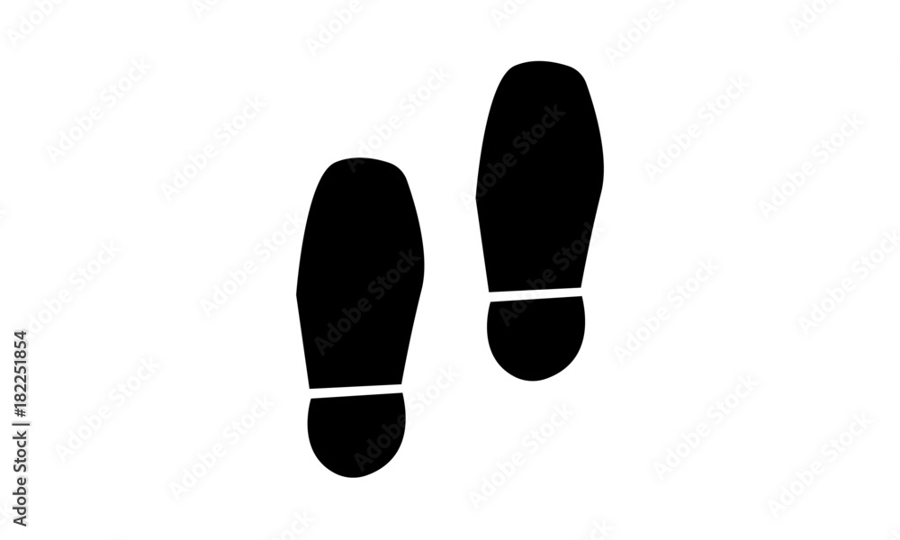 Shoes Footprint. Black silhouette of footprint Shoes Footprint. Black silhouette of footprint
