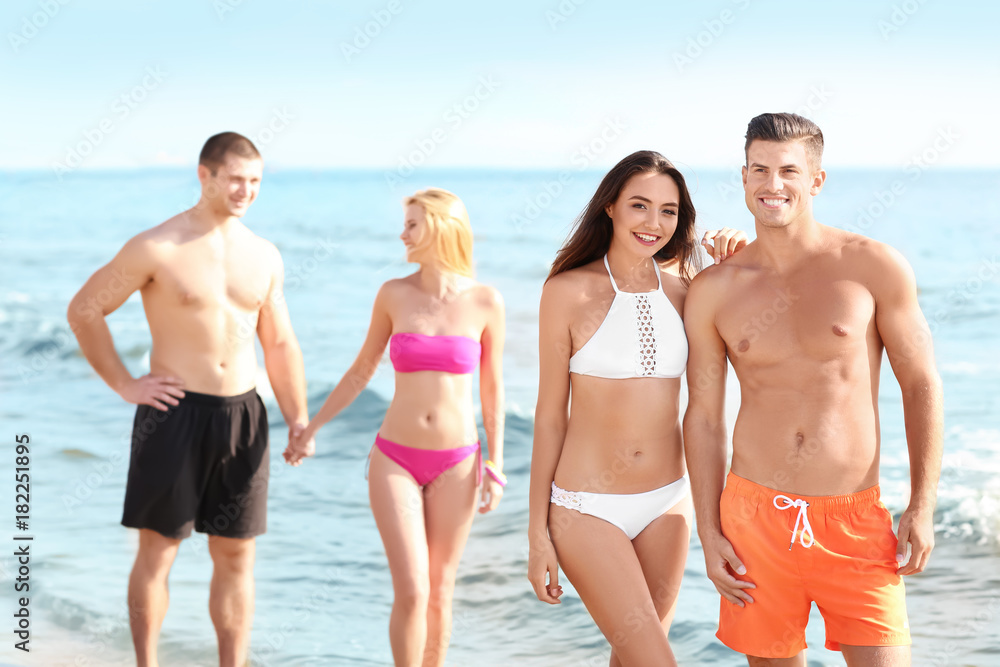 Attractive young couple on beach Attractive young couple on beach