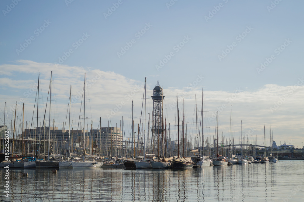 Barcelona Marina with Sailing Boats, Spain